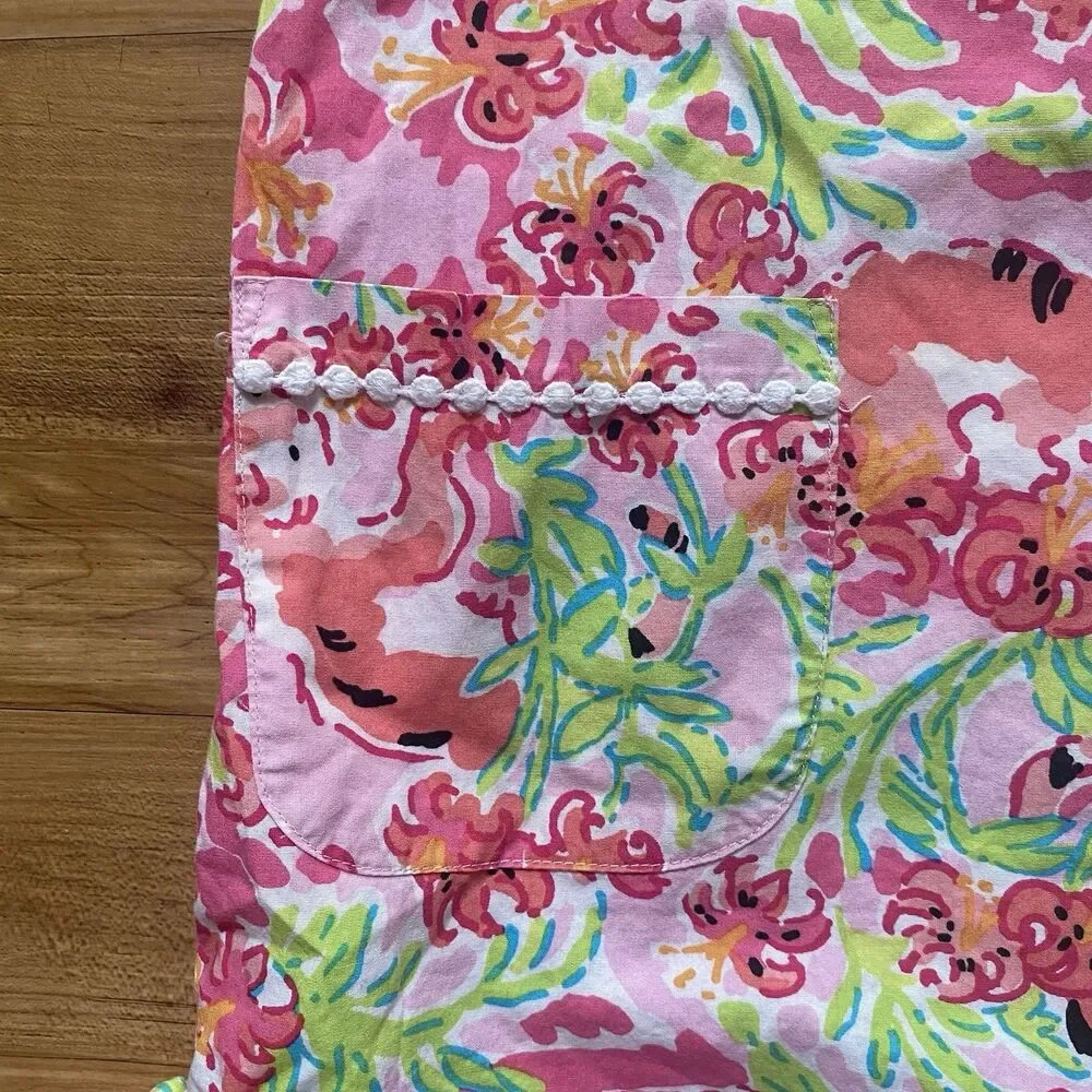 Lilly Pulitzer Little Girl’s 8 Pink Little Lilly Printed Shift Dress Tiger Cat